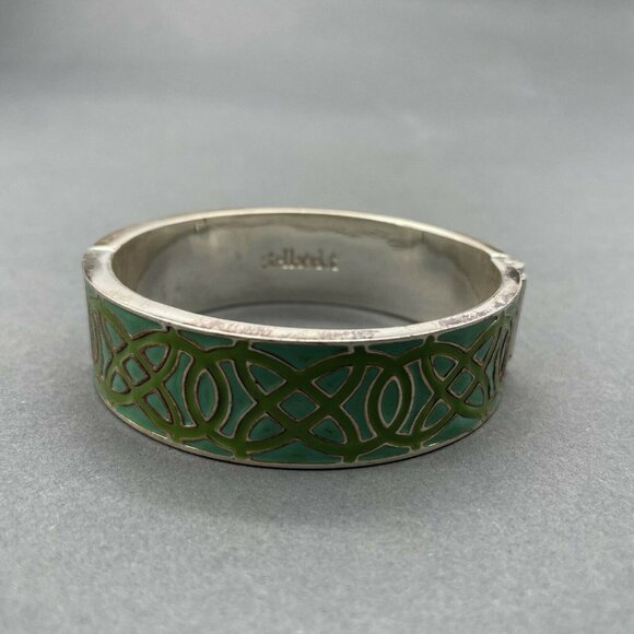 Stella & Dot Blue Green  Eleanor Bangle Bracelet silver Tone - Picture 2 of 4